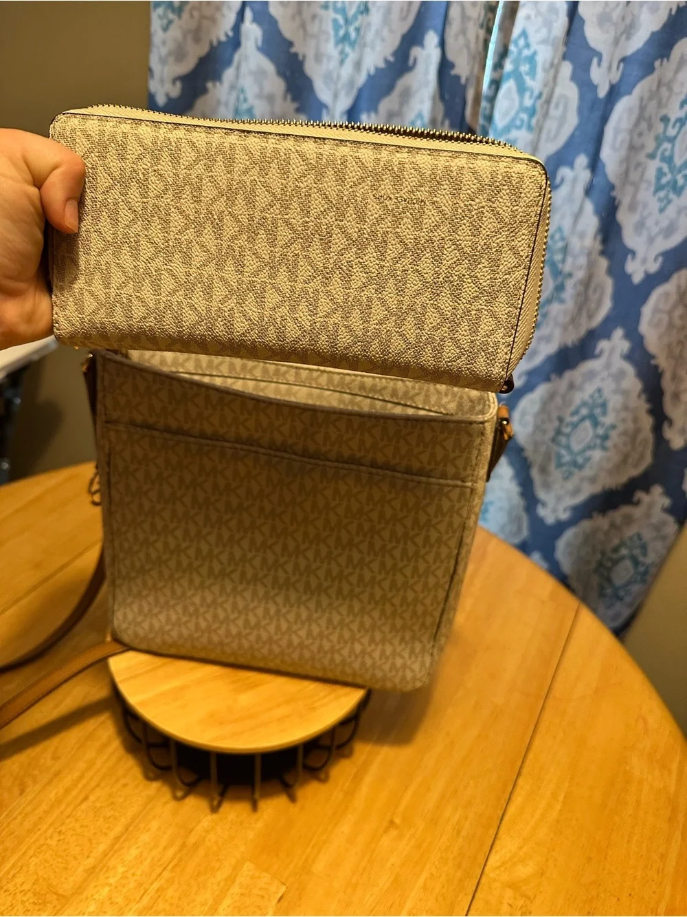 Michael Kors Beige Logo Crossbody Bag with Matching Wallet